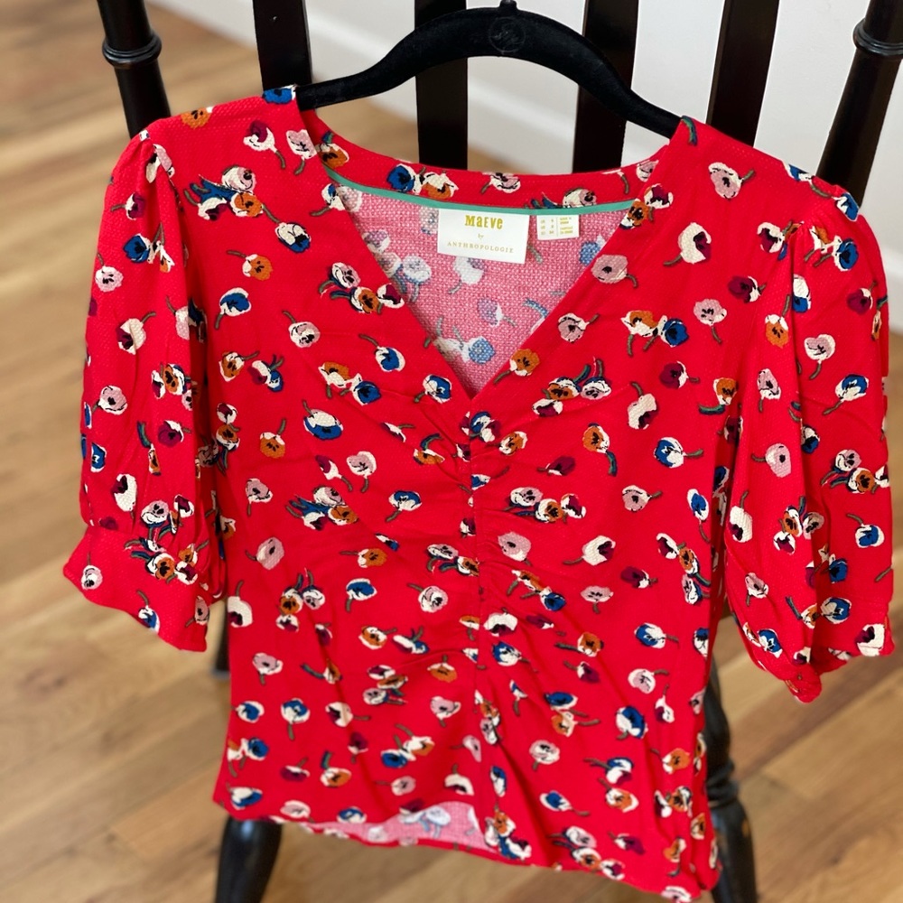 Anthropologie Maeve red blouse